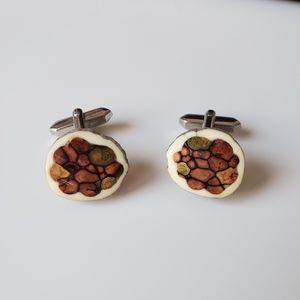 Vintage round brown cufflinks